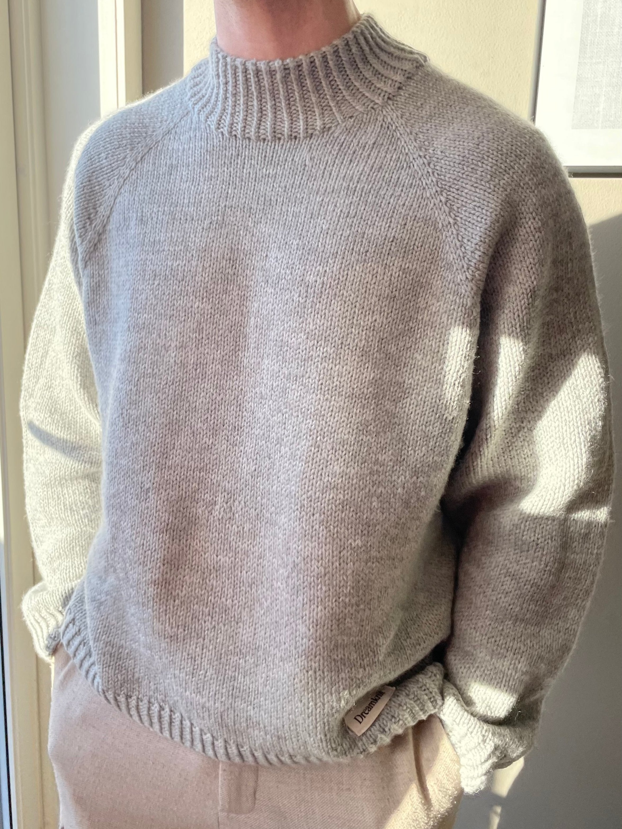 Mens sweater from Dreamknit's design tool, knitted in Peruvian Highland Wool from Filcolana