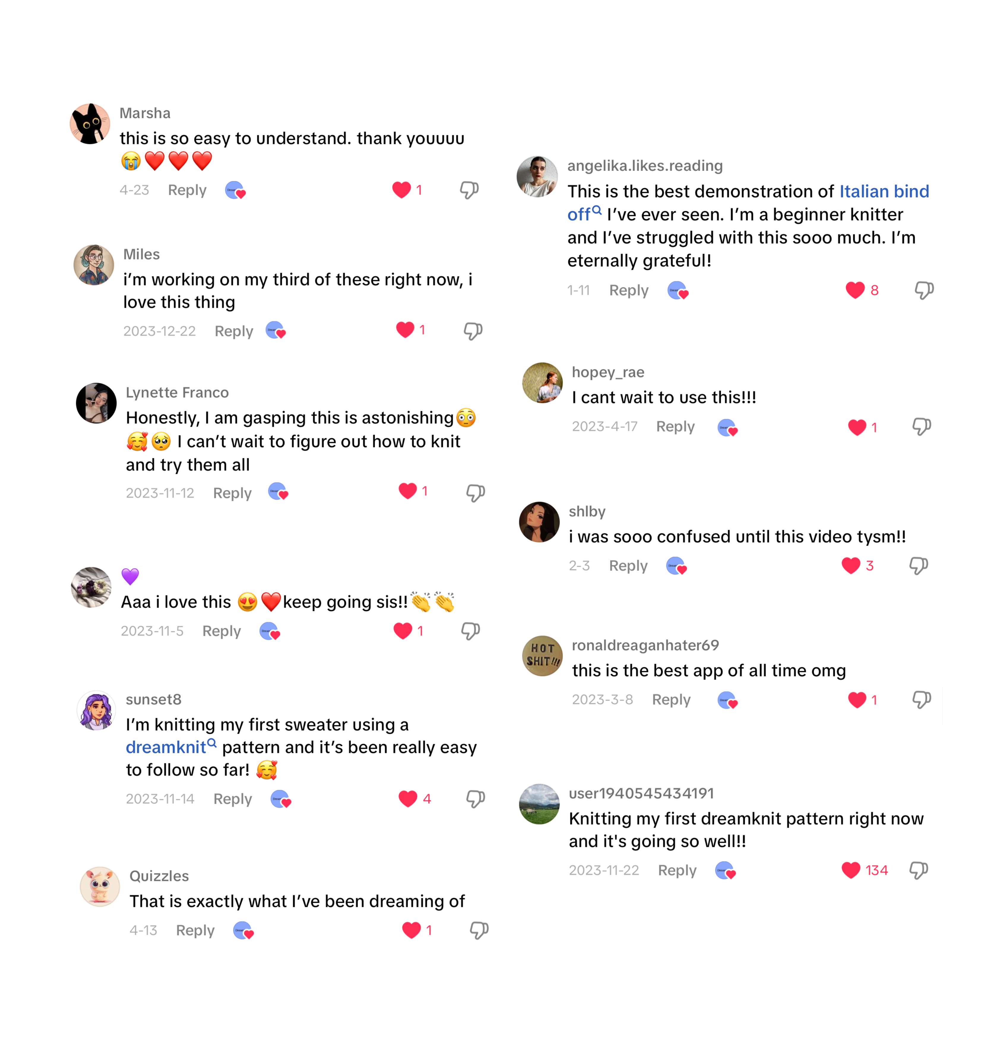 Knitters' opinions on Dreamknit