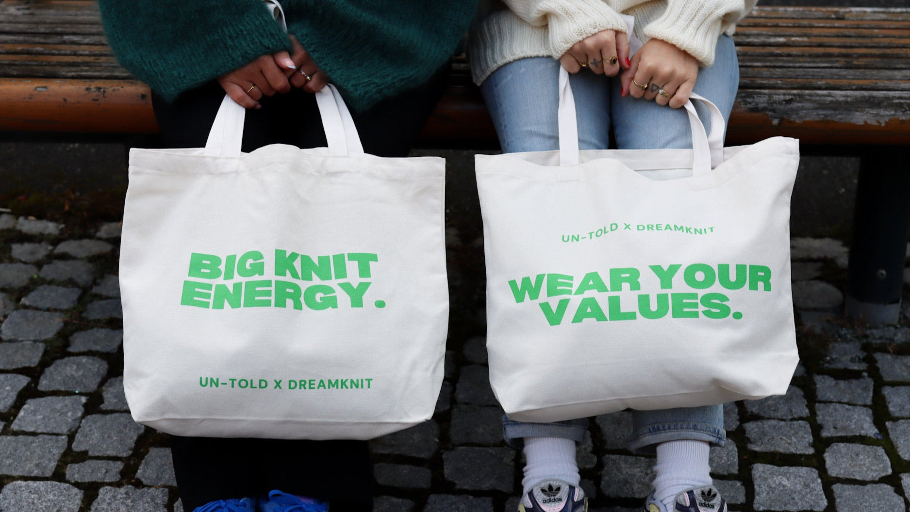 Tote bags for knitters made by Dreamknit and Un-told