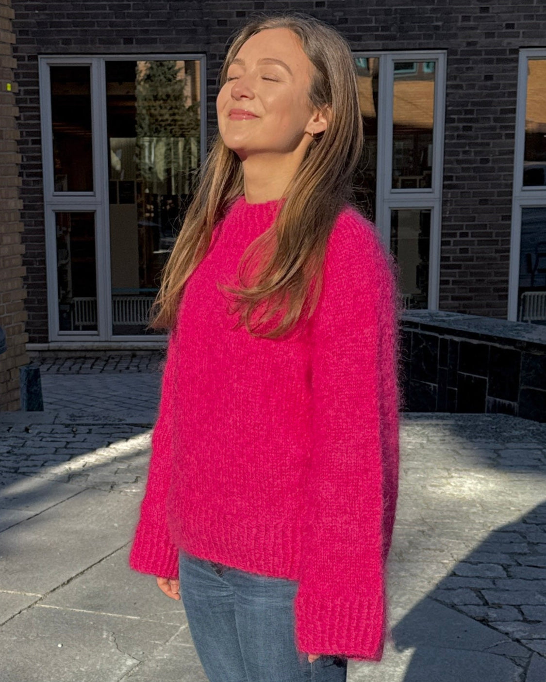 Fluffy sweater pattern from Dreamknit's design tool, knitted in Fuzzy Mohair from Un-told
