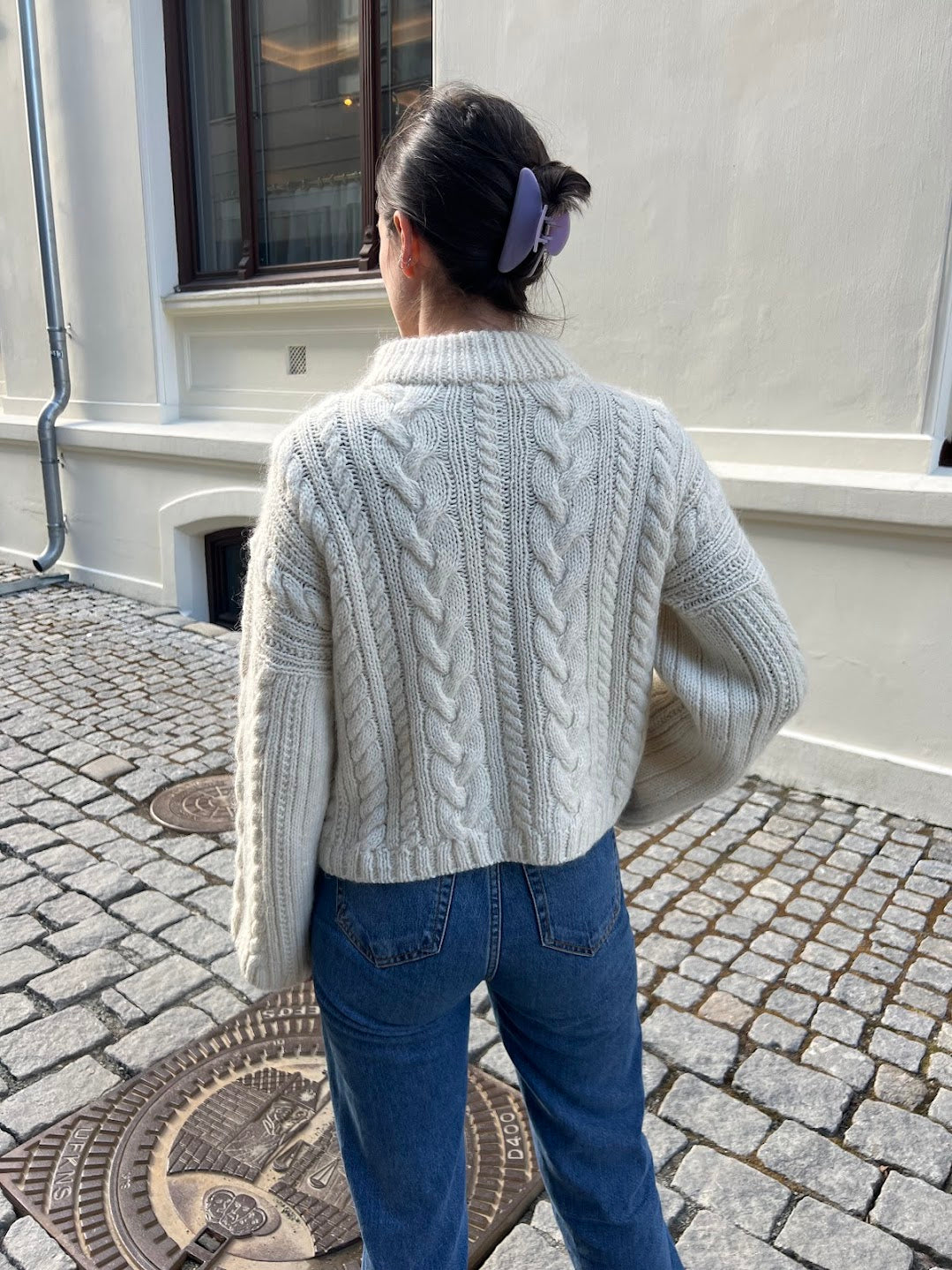 Storm Cardigan, a lightweight knitted jacket with lots of texture
