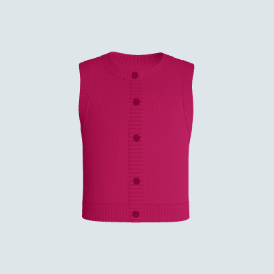 Pink sleeveless vest with buttons on a light gray background