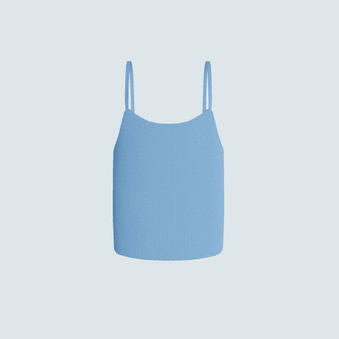 Light blue knitted ribbed tank top on a light gray background