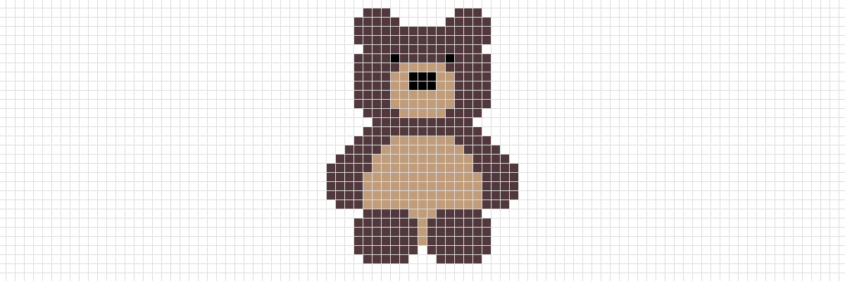 A teddy bear drawn on a free-form chart
